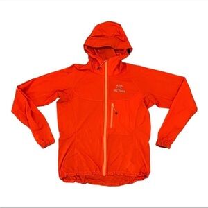 Arc'teryx Orange Ski Jacket with Hood and Full-Length Zipper